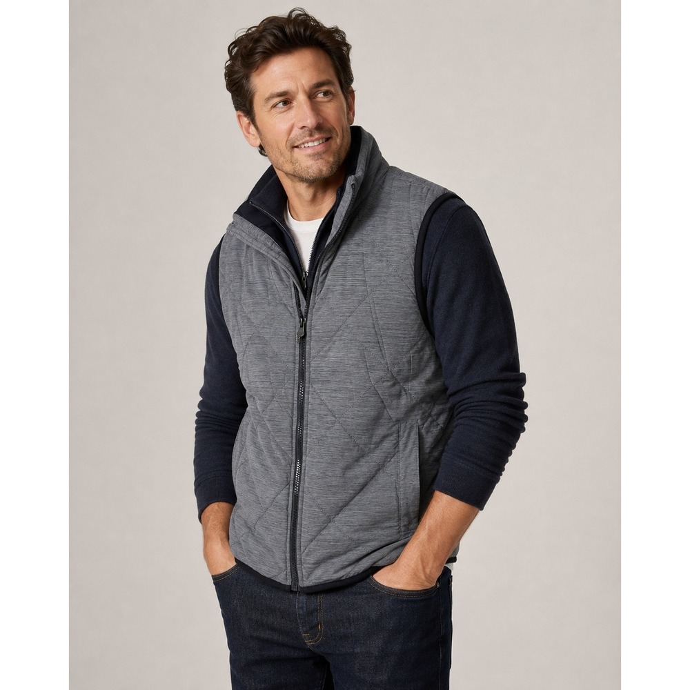 Banana Republic Quilted Vest Womens Small Gray Puffer Space Dye J